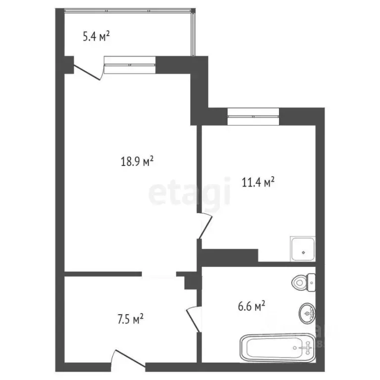 1-к кв. Красноярский край, Красноярск ул. Дмитрия Мартынова, 43 (44.1 ... - Фото 1