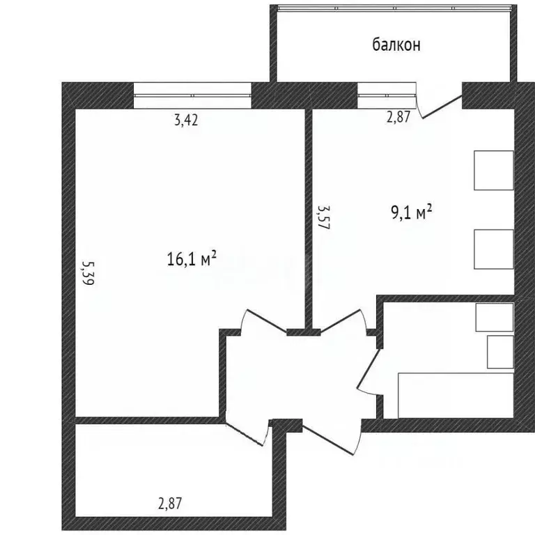 1-к кв. Вологодская область, Вологда ул. Карла Маркса, 123 (37.3 м) - Фото 2