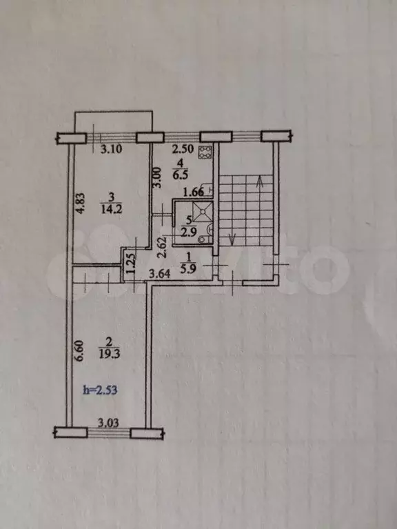 2-к. квартира, 48,8 м, 5/5 эт. - Фото 0