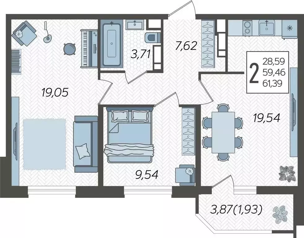 2-к кв. Краснодарский край, Краснодар Уральская ул., 87/7 (62.55 м) - Фото 1