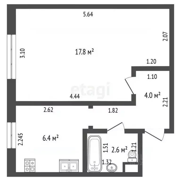 1-к кв. Москва Новосибирская ул., 6к2 (30.2 м) - Фото 2