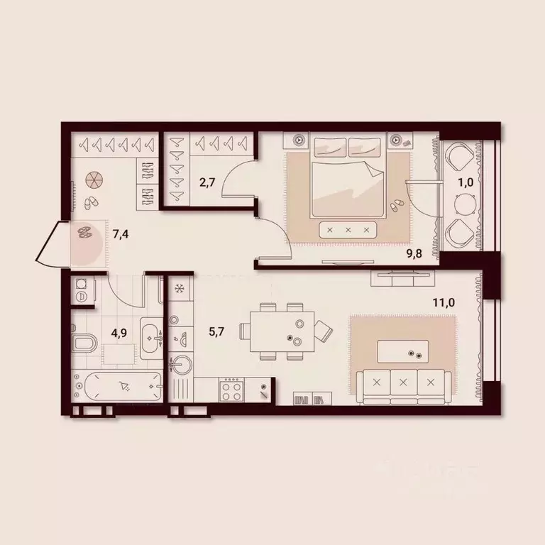 1-к кв. Приморский край, Артем ул. Куйбышева, 11А (42.52 м) - Фото 1