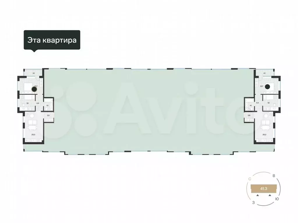 2-к. квартира, 57м, 2/4эт. - Фото 0