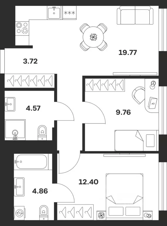 2-к кв. Тульская область, Тула Парк Патриот жилой комплекс (55.08 м) - Фото 1