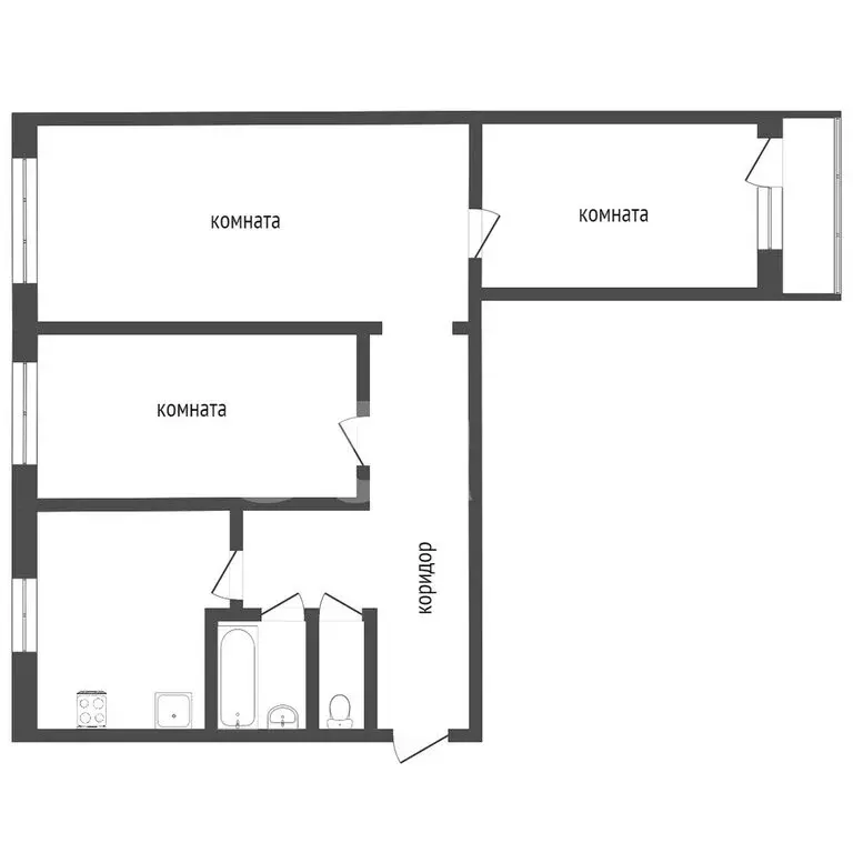 3-комнатная квартира: Туринск, улица Ленина, 53 (52.3 м) - Фото 1