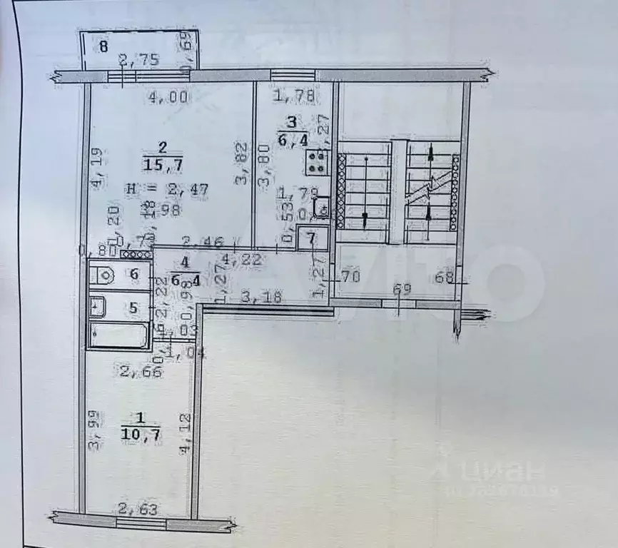 2-к. квартира, 43,1 м, 5/5 эт. - Фото 0