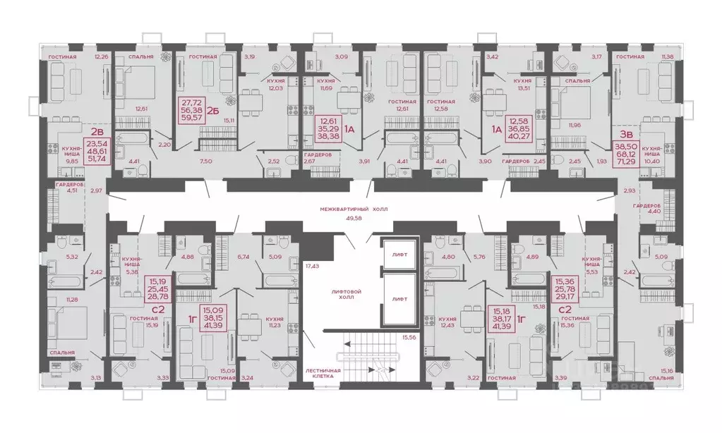 2-к кв. Пензенская область, Пенза Аэрис жилой комплекс (59.57 м) - Фото 2