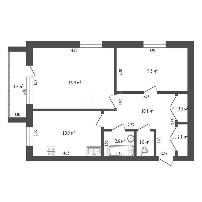 2-комнатная квартира: Стерлитамак, микрорайон Северный, улица ... - Фото 1