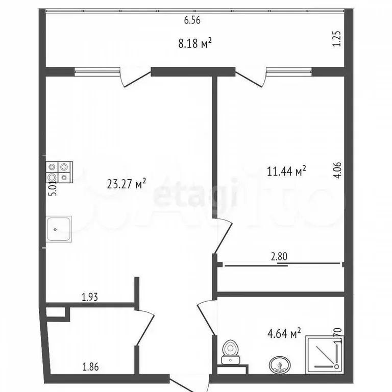 1-к. квартира, 41,5 м, 3/10 эт. - Фото 0