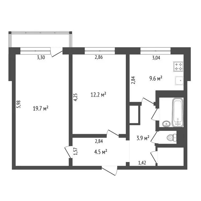 2-комнатная квартира: Благовещенск, Зейская улица, 36/6 (53 м) - Фото 1
