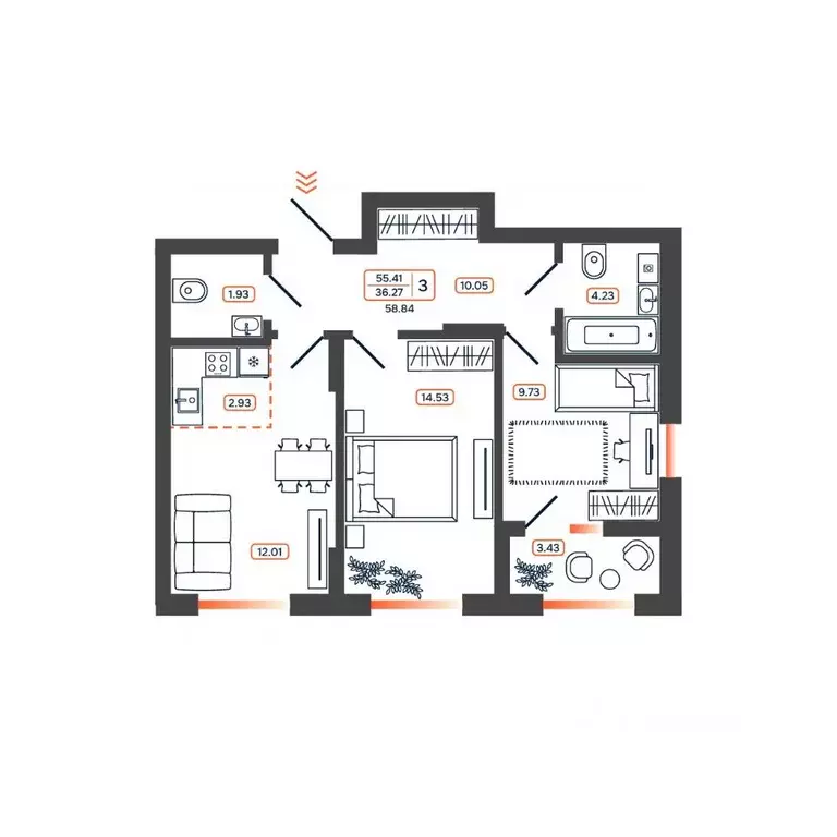 3-к кв. Ростовская область, Батайск ул. Дружная, 10 (58.84 м) - Фото 1