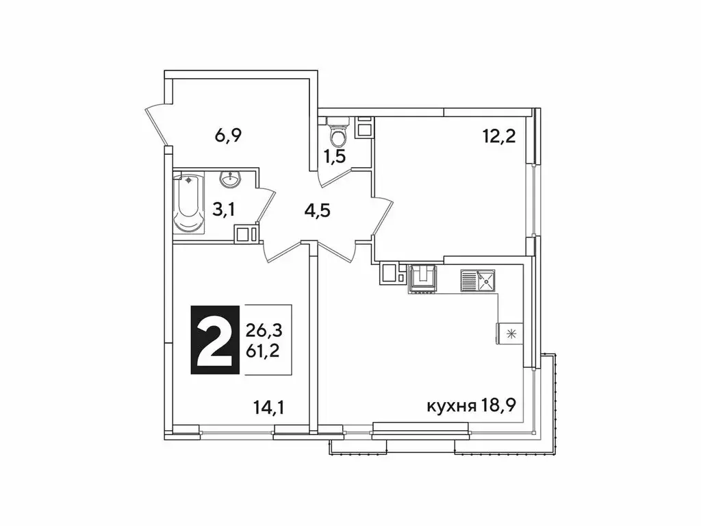 2-комнатная квартира: Краснодар, улица Западный Обход, 41 (61.2 м) - Фото 1