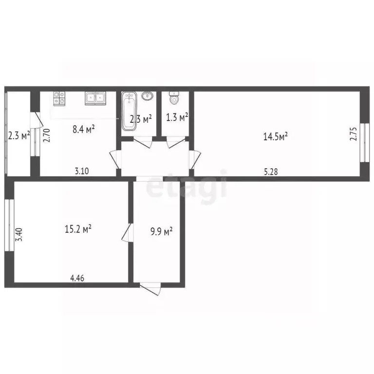 2-к кв. Башкортостан, Бирск ул. Калинина, 25 (51.6 м) - Фото 2