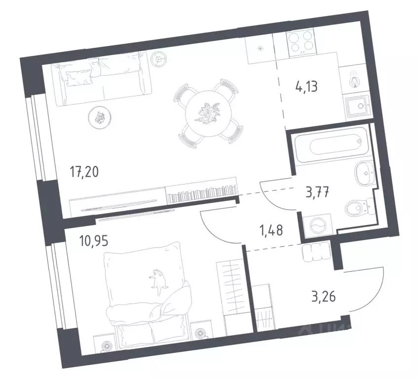 1-к кв. Москва № 103 кв-л, Подольские Кварталы жилой комплекс (40.79 ... - Фото 1