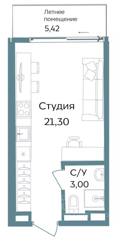 Студия Крым, Саки ул. Морская (29.72 м) - Фото 0