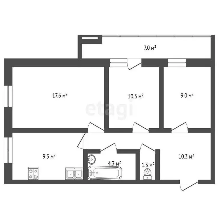3-комнатная квартира: Тюмень, улица Червишевский Тракт, 92 (97 м) - Фото 1