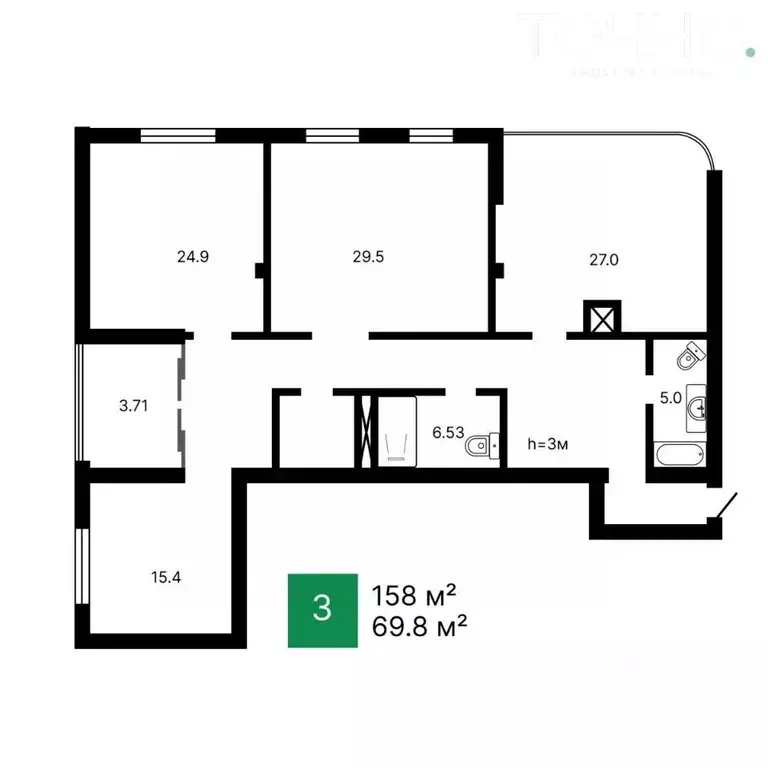 3-к кв. Пензенская область, Пенза Московская ул., 4Б (158.0 м) - Фото 1