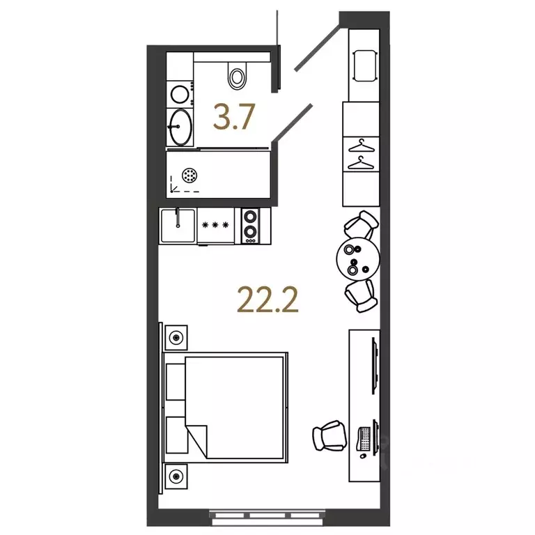 Студия Санкт-Петербург Ташкентская ул., 6к2 (25.9 м) - Фото 0