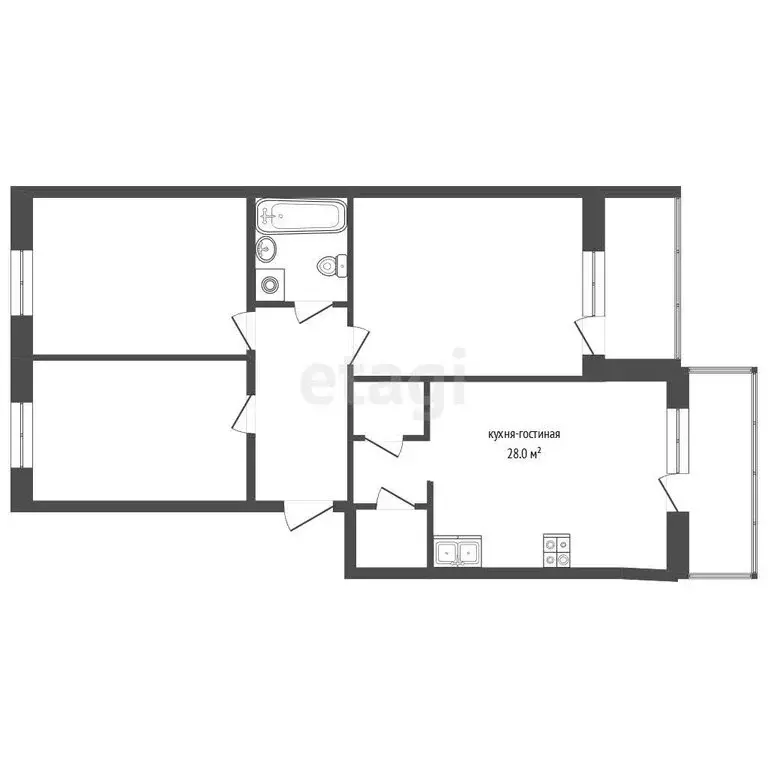 3-комнатная квартира: посёлок Западный, микрорайон Привилегия, ... - Фото 1