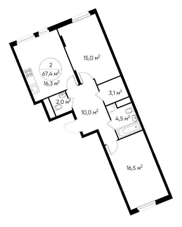 2-к кв. Москва Переделкино Ближнее мкр, 18-й кв-л,  (67.4 м) - Фото 0