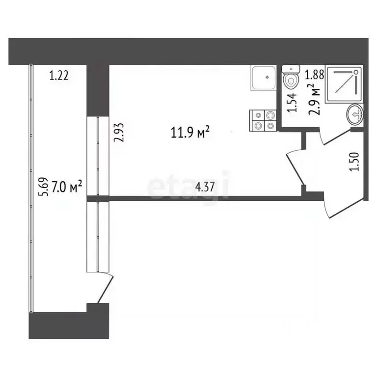 Студия Москва ул. Генерала Белова, 45К1 (16.0 м) - Фото 1