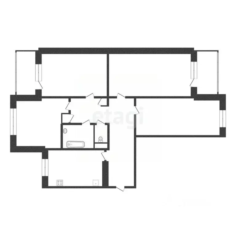 4-к кв. Белгородская область, Белгород ул. Губкина, 41 (85.0 м) - Фото 2