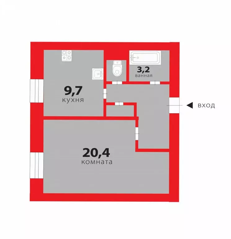 1-комнатная квартира: Пушкин, Ленинградская улица, 1 (41.6 м) - Фото 1