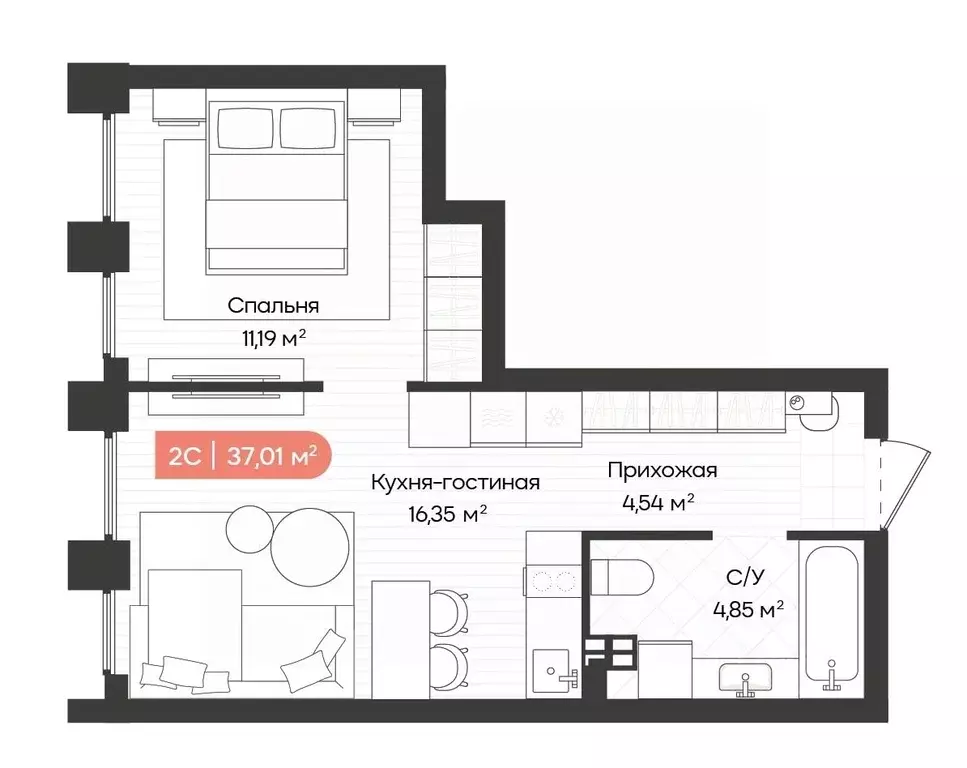 1-к кв. Новосибирская область, Новосибирск Ленинградская ул., 340 ... - Фото 0