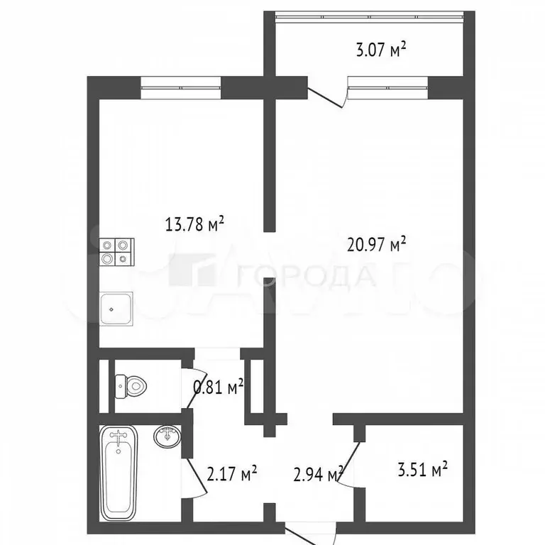 1-к. квартира, 48,9 м, 3/10 эт. - Фото 1