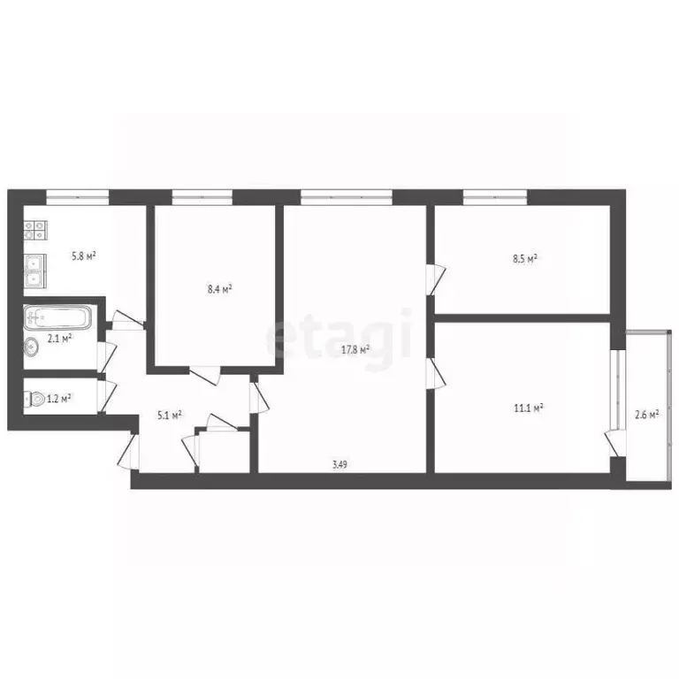 4-к кв. Ростовская область, Ростов-на-Дону ул. Тельмана, 19 (80.0 м) - Фото 1