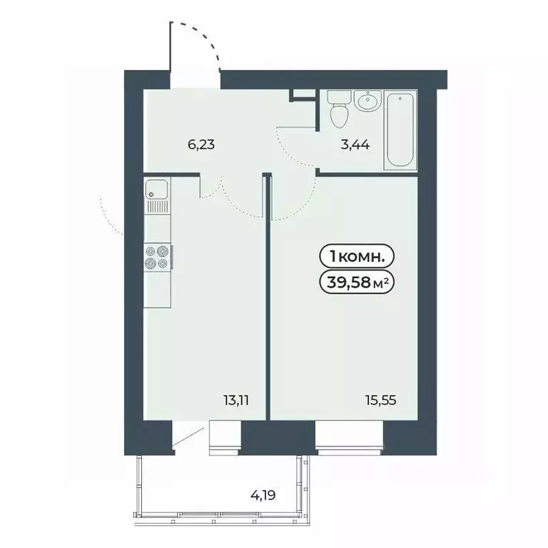 1-к кв. Красноярский край, Красноярск ул. Светлова, 25/1 (39.58 м) - Фото 1