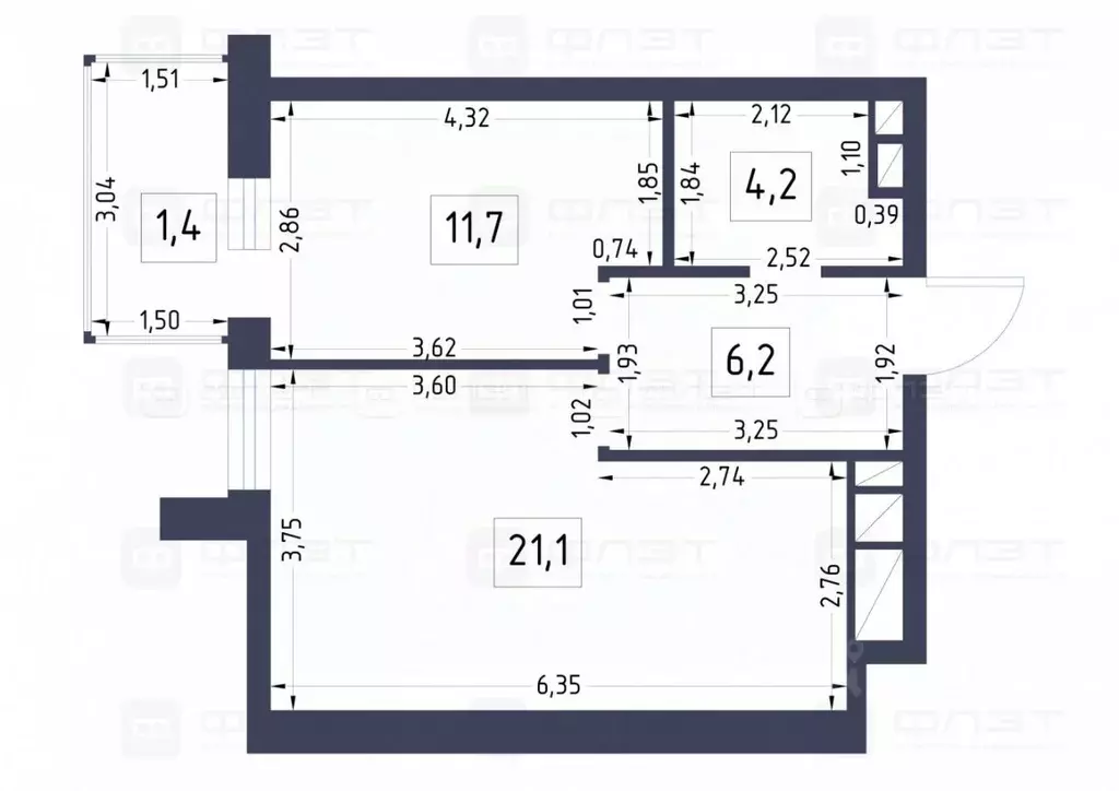 1-к кв. Татарстан, Казань ул. Шаляпина, 32 (44.6 м) - Фото 1