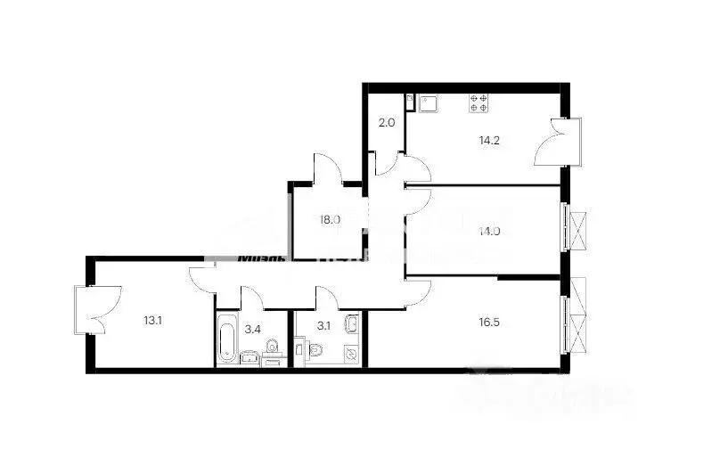 4-к кв. Москва Складочная ул., 2 (85.0 м) - Фото 2