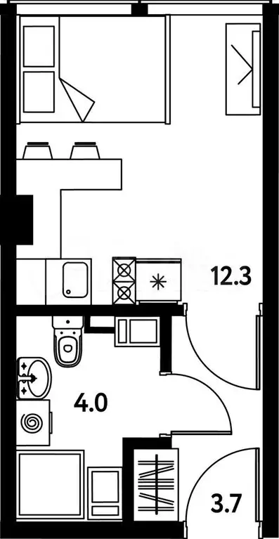 Апартаменты-студия, 20 м, 8/10 эт. - Фото 0