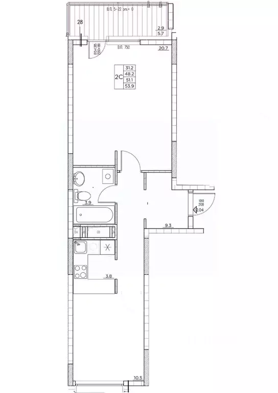 2-к кв. Приморский край, Владивосток ул. Расула Гамзатова, 7к3 (53.9 ... - Фото 0