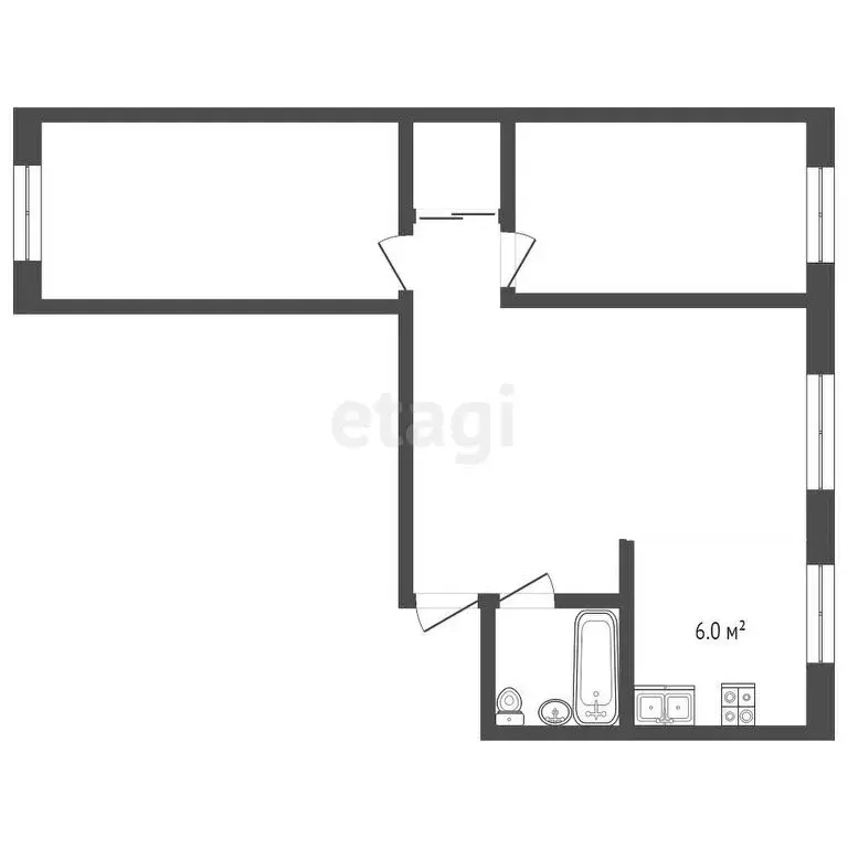 3-комнатная квартира: Вулканный, Центральная улица, 20 (57.7 м) - Фото 0