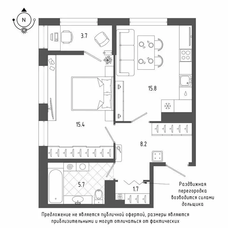 1-комнатная квартира: Санкт-Петербург, ул. Парфёновская (50.4 м) - Фото 0