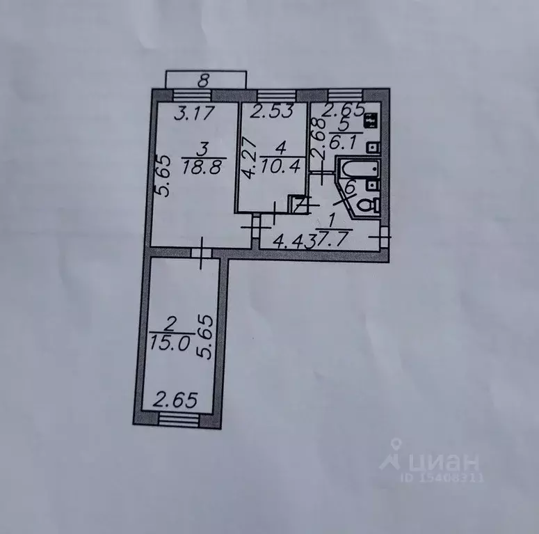 3-к кв. Астраханская область, Астрахань ул. Адмирала Нахимова, 111 ... - Фото 2