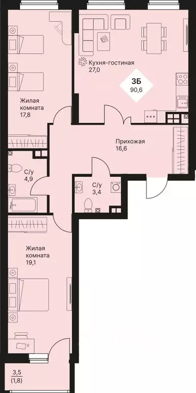 3-к кв. Свердловская область, Екатеринбург Эльмаш жилрайон, Веер Парк ... - Фото 0