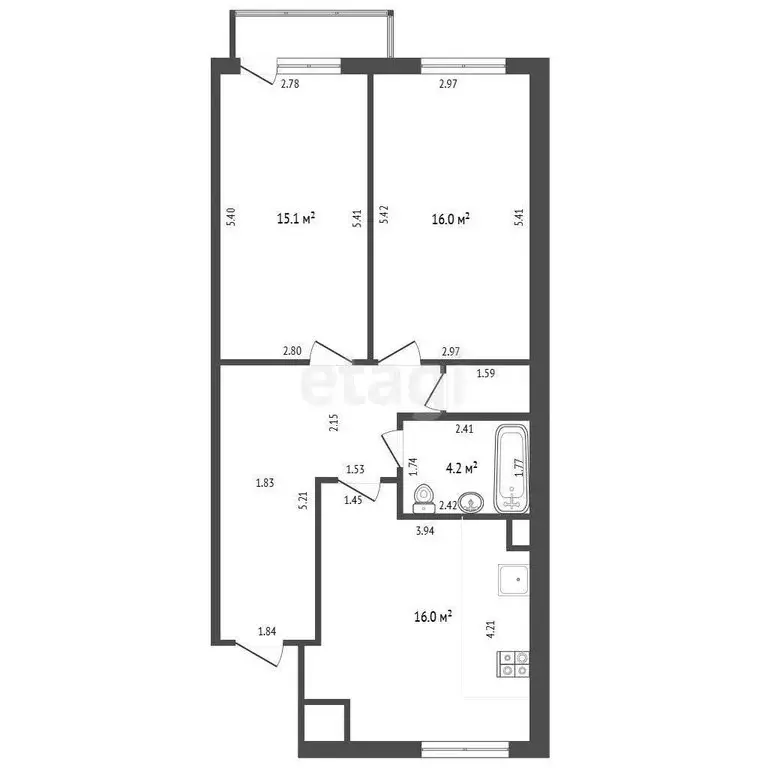 2-комнатная квартира: Вологда, улица Маршала Конева, 26 (67.8 м) - Фото 0