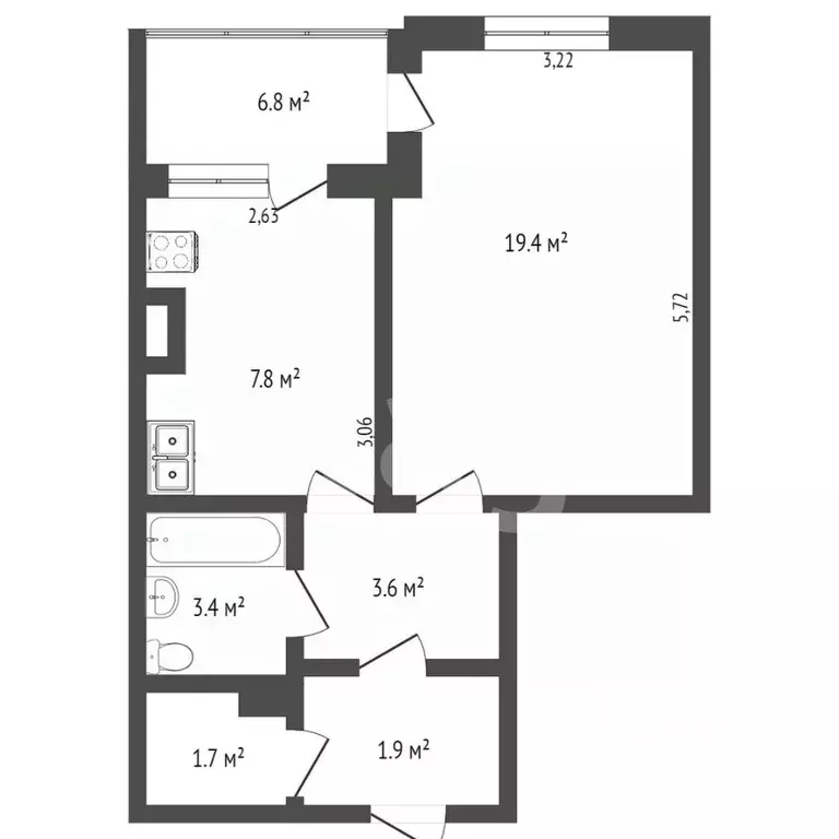 1-к кв. Севастополь ул. Бориса Михайлова, 11 (41.9 м) - Фото 1