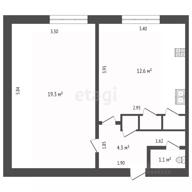 1-к кв. Свердловская область, Тавда Кардонская ул., 19 (42.0 м) - Фото 1