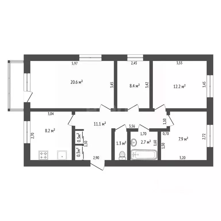 4-к кв. Амурская область, Райчихинск Пионерская ул., 64А (73.0 м) - Фото 2