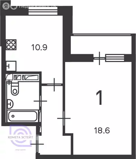 1-комнатная квартира: Москва, Полярная улица, 3 (39.2 м) - Фото 1