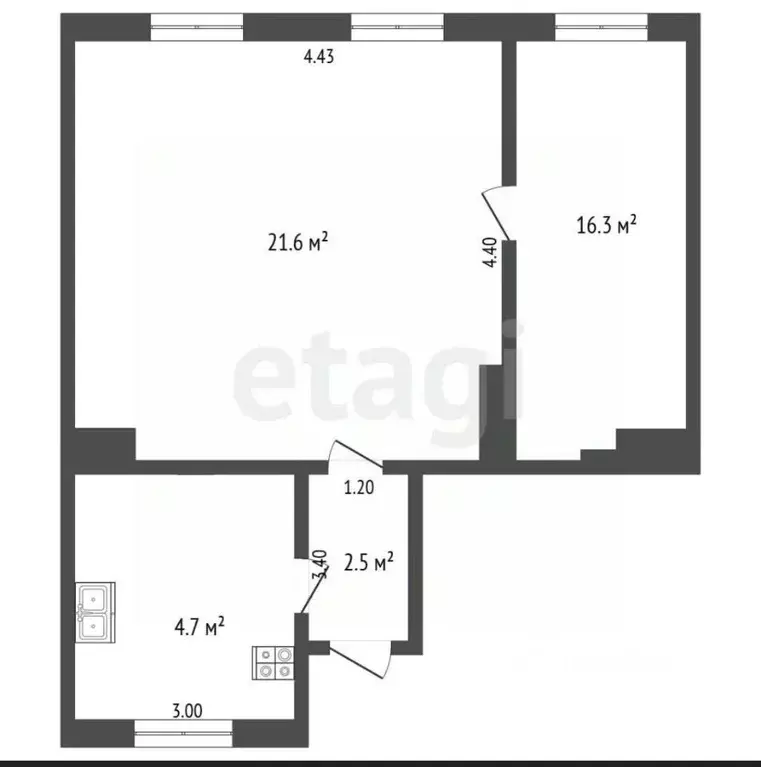 2-к кв. Калининградская область, Черняховск Театральная ул., 10 (38.3 ... - Фото 2