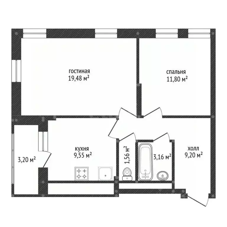 2-к кв. Башкортостан, Уфа ул. Блюхера, 3/6 (56.5 м) - Фото 2