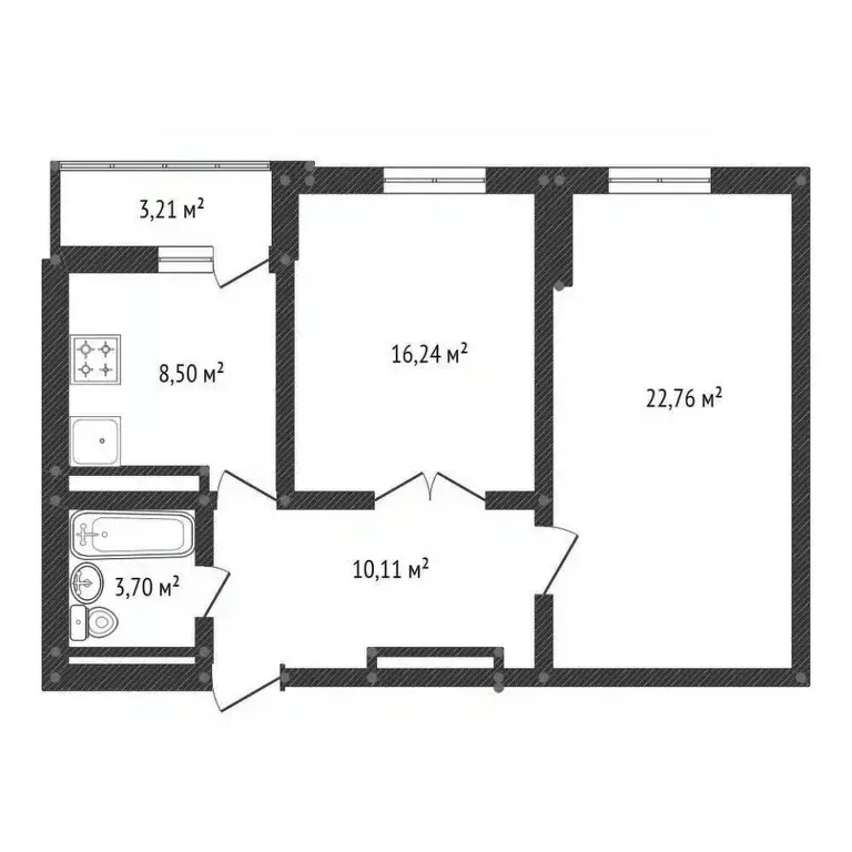 2-к кв. Башкортостан, Уфа ул. Степана Кувыкина, 41 (62.4 м) - Фото 1