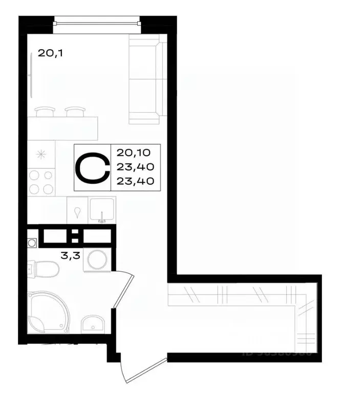 Студия Ростовская область, Аксай просп. Аксайский (23.4 м) - Фото 0