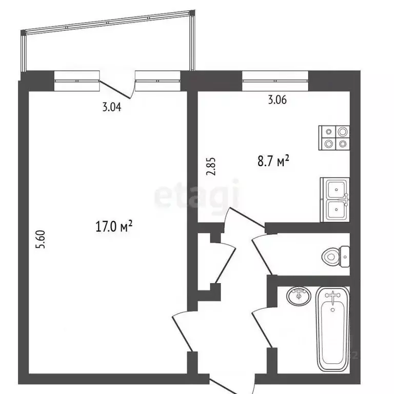 1-к кв. Челябинская область, Челябинск ул. Мамина, 5 (34.1 м) - Фото 1