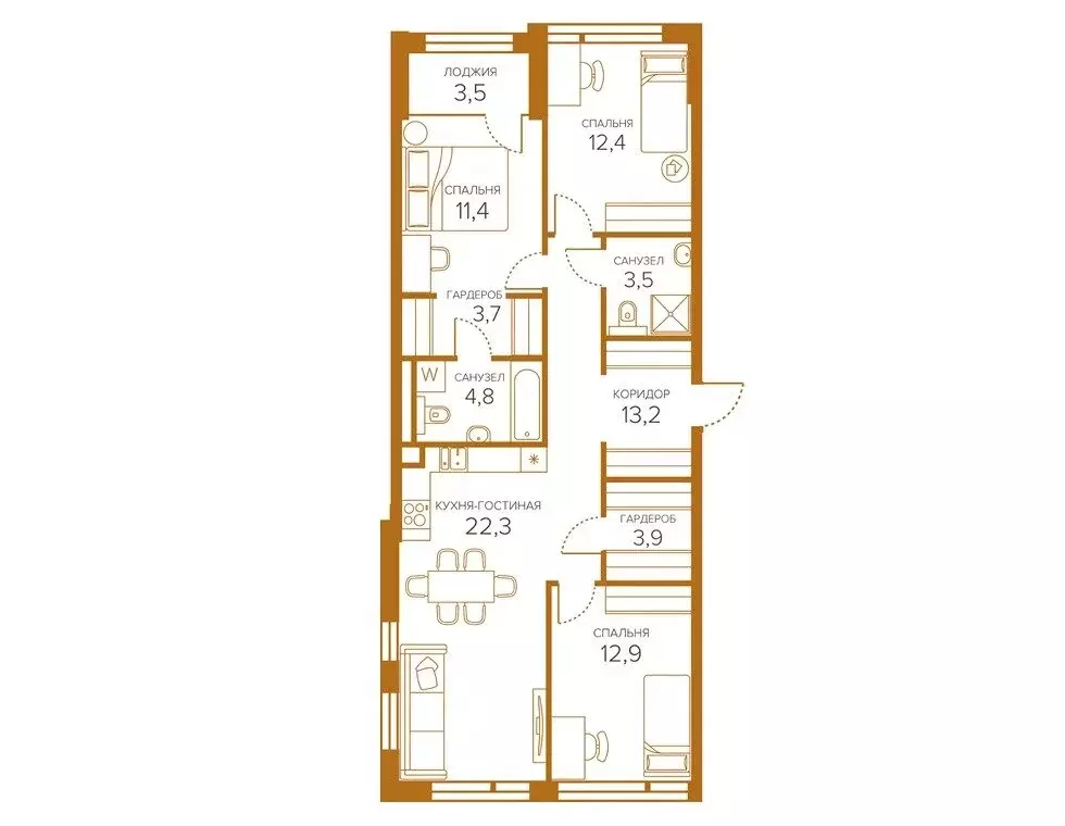 3-комнатная квартира: Москва, Сосинская улица, 8 (91.3 м) - Фото 1